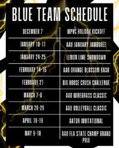 Blue Team Schedule
